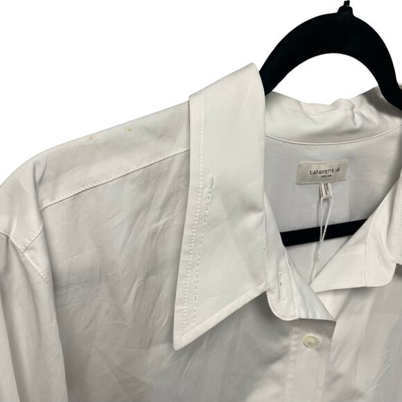 NWD Lafayette 148 White Button Up Wilkes Italian Sculpted Cotton Shirt Size XXL - Picture 2 of 9